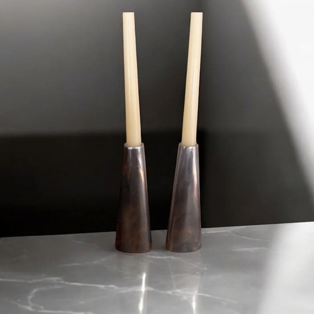 Vintage modern minimalist aluminum candle holders